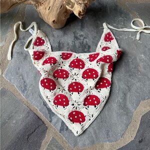 New! Anthropologie-Mushroom Crochet Hair Scarf